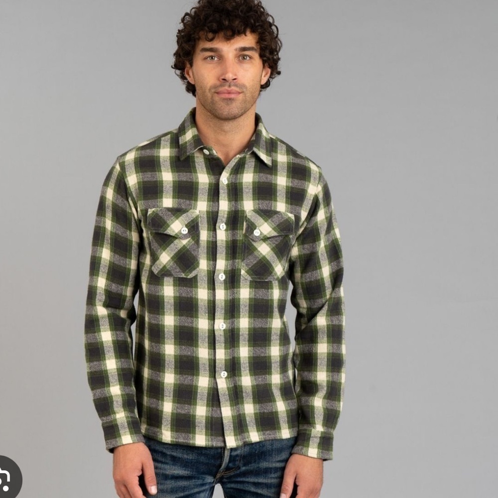 NWOT 3sixteen Crosscut Flannel shaggy emerald anniversary heavyweight Shirt M